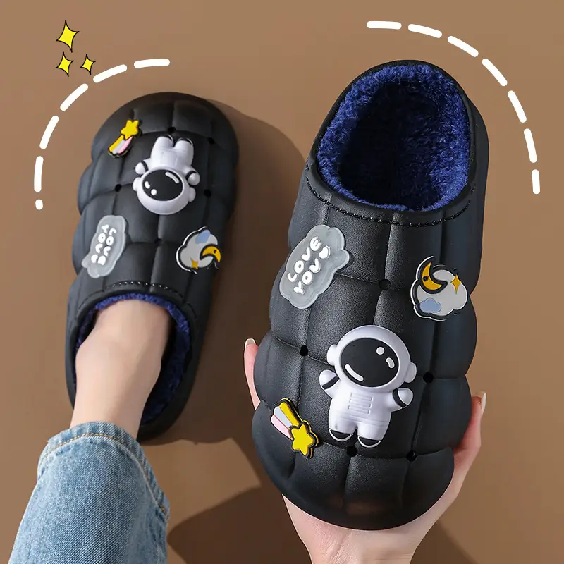 2025 Blue Cartoon Baby Cotton Slippers Winter Warm