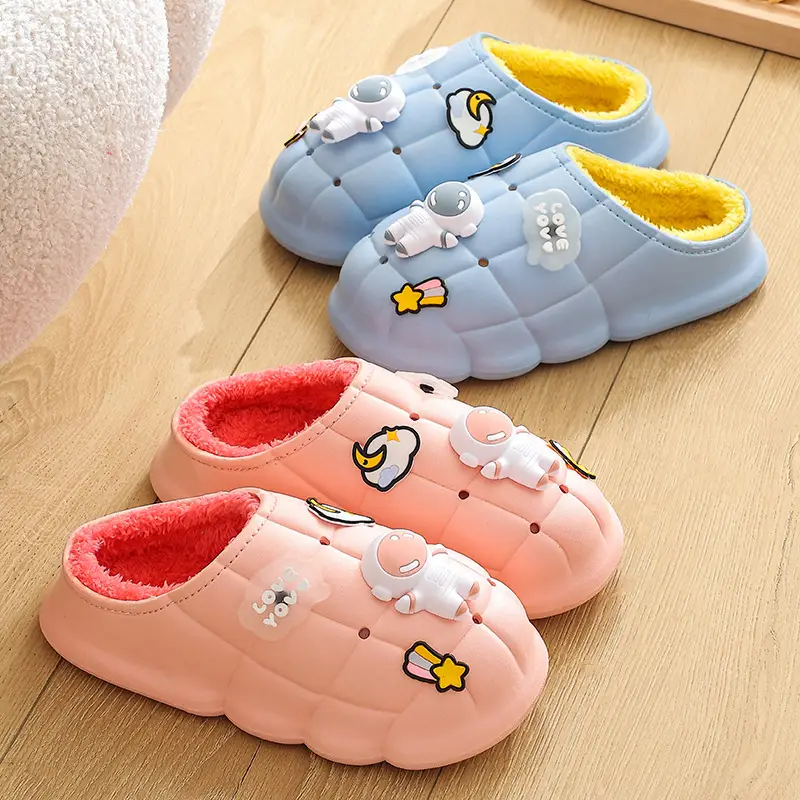 2025 Blue Cartoon Baby Cotton Slippers Winter Warm