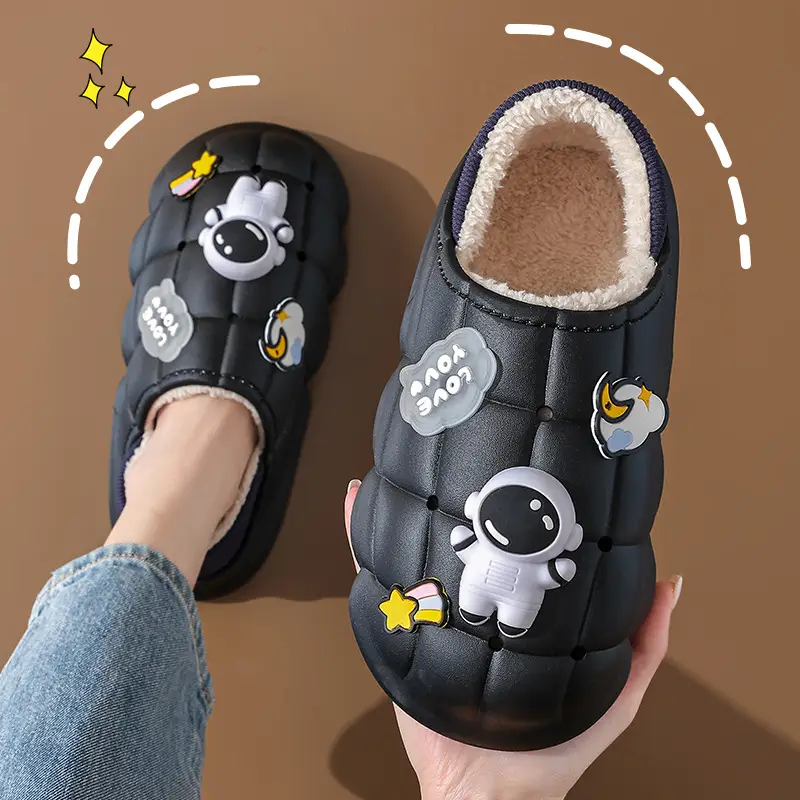 2025 Blue Cartoon Baby Cotton Slippers Winter Warm