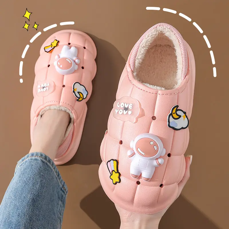 2025 Blue Cartoon Baby Cotton Slippers Winter Warm