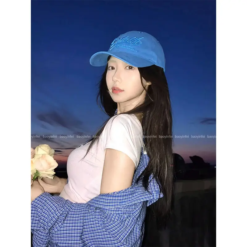 Blue Letter Embroidery Baseball Cap for Women - Image 2