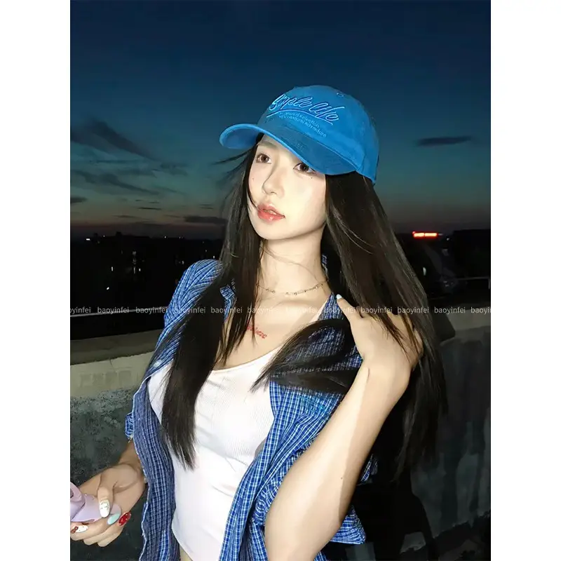 Blue Letter Embroidery Baseball Cap for Women - Image 4