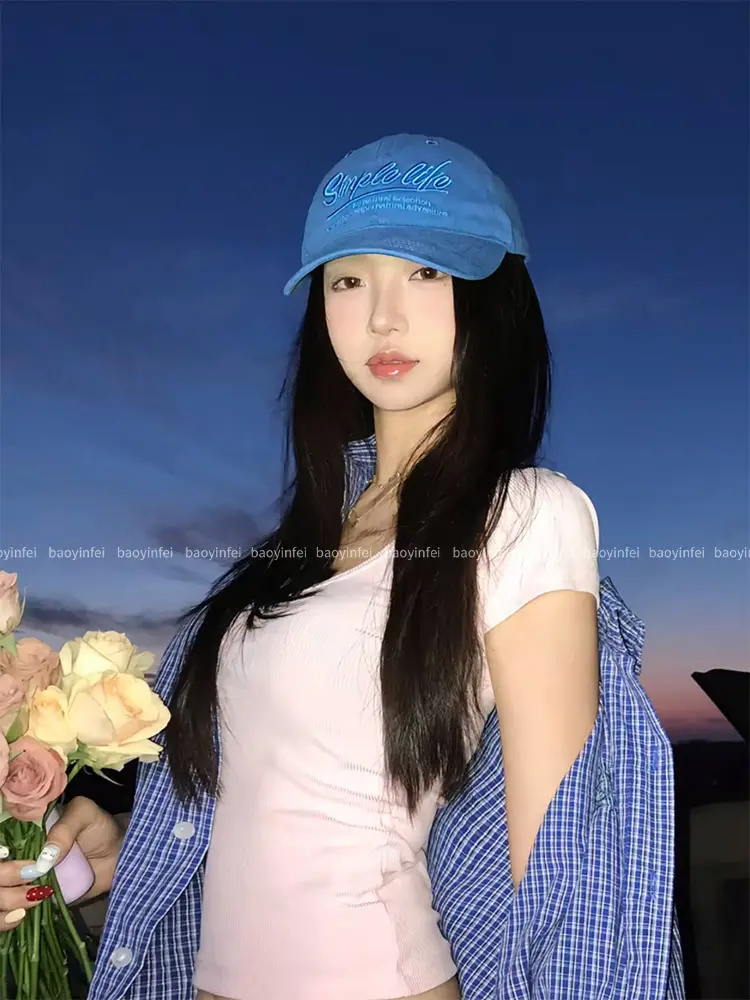 Blue Letter Embroidery Baseball Cap for Women — feature 5