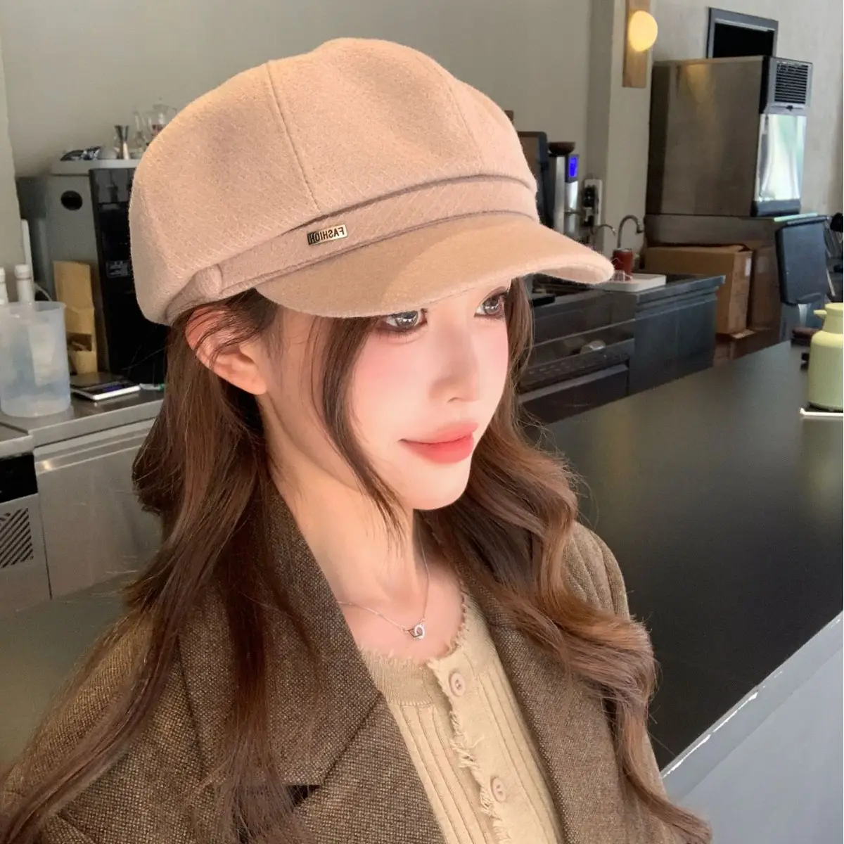 Women Duckbill Beret Chanel Style Woolen Black - Image 8