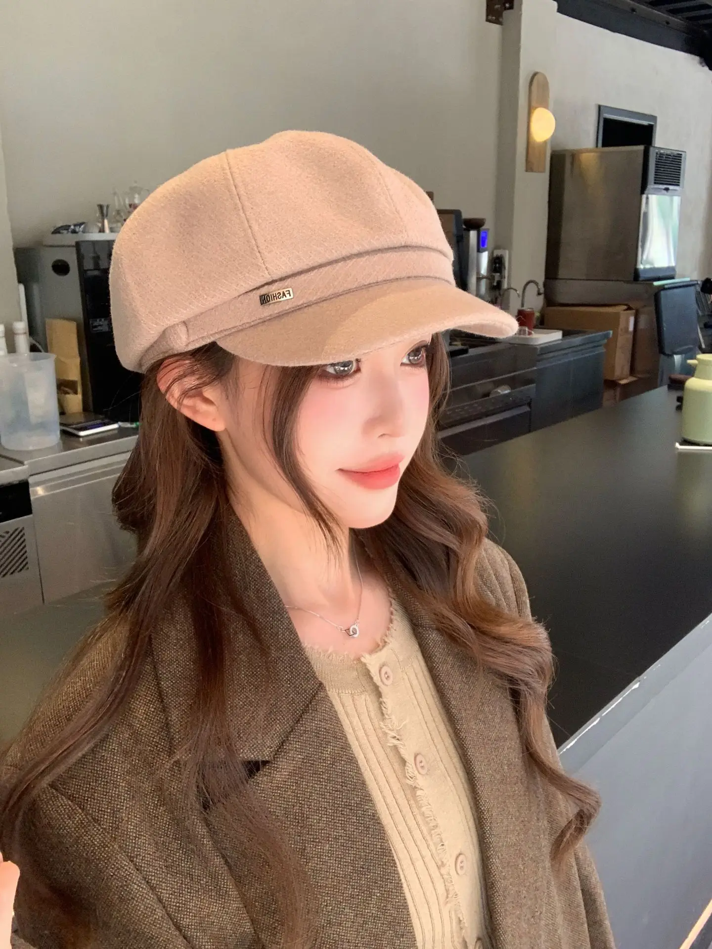 Women Duckbill Beret Chanel Style Woolen Black - Image 4
