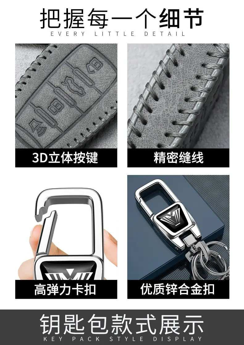 Changan Dark Blue Leather Key Cover L07 — feature 6
