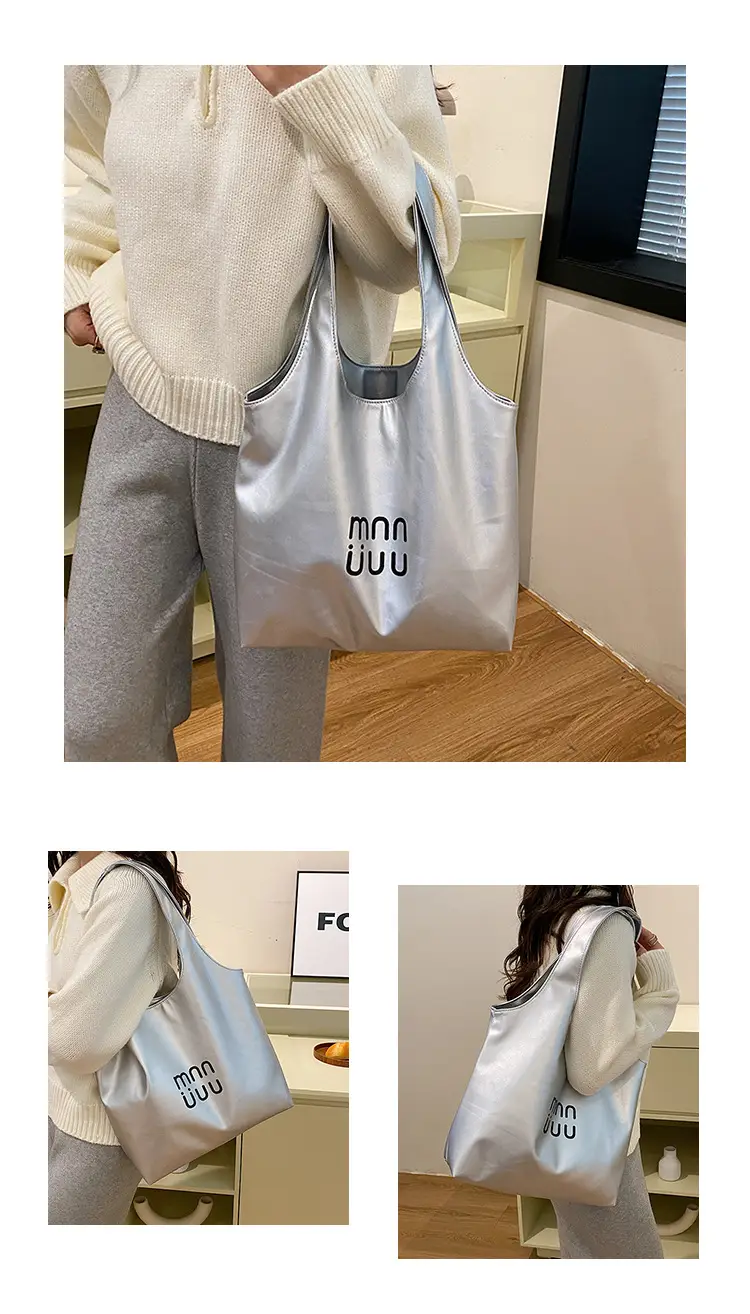 Women's One-Shoulder Tote Bags Black White Cream Large Capacity — feature 10