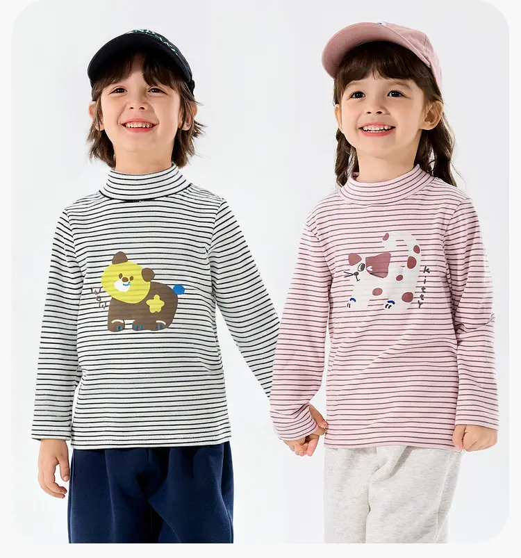 Girls Winter Base T-Shirt Striped Long Sleeve Top — feature 23