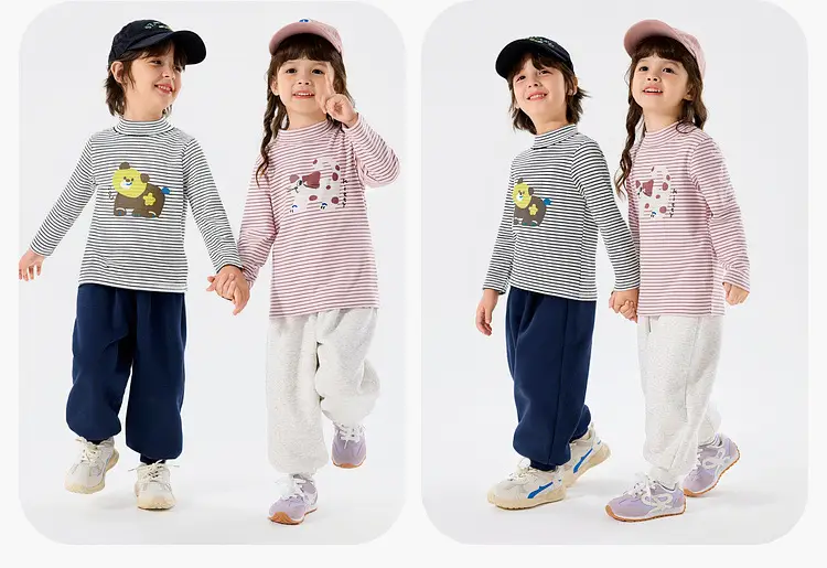 Girls Winter Base T-Shirt Striped Long Sleeve Top — feature 24