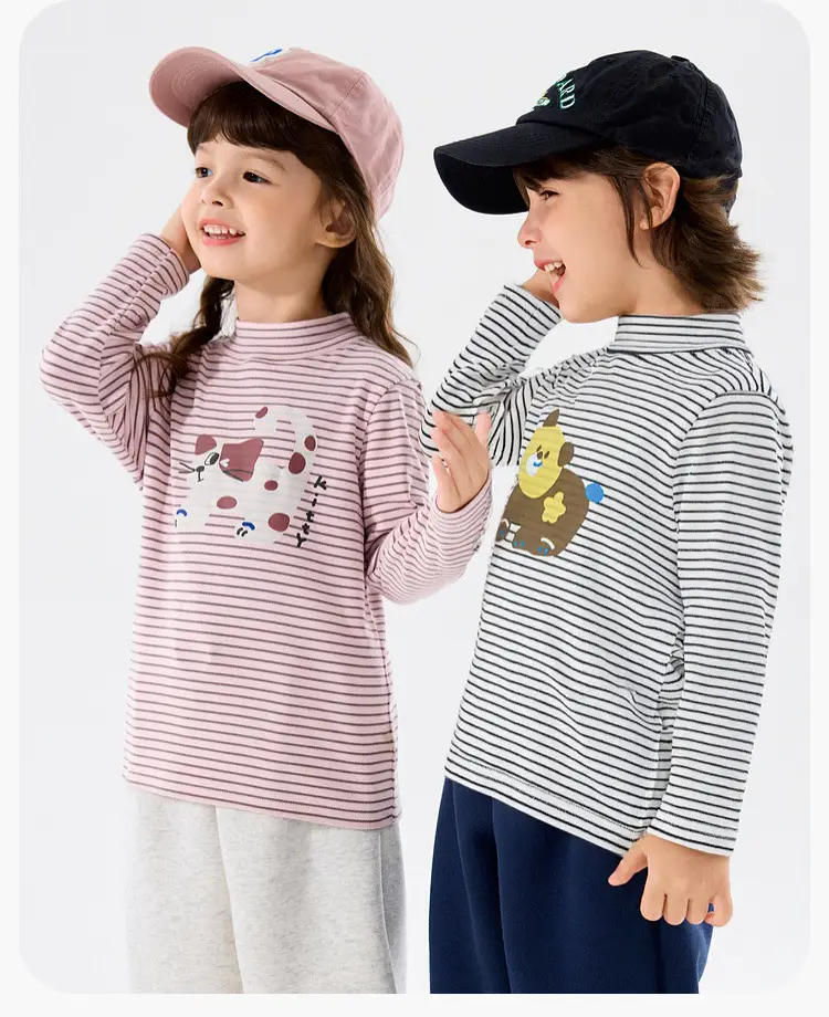 Girls Winter Base T-Shirt Striped Long Sleeve Top — feature 25