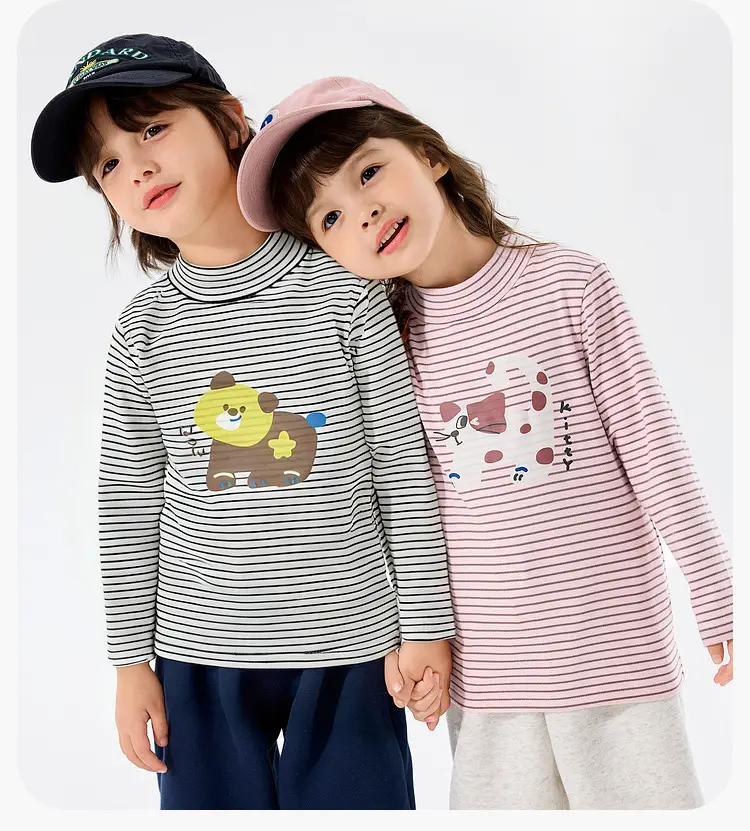 Girls Winter Base T-Shirt Striped Long Sleeve Top — feature 27