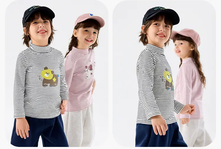Girls Winter Base T-Shirt Striped Long Sleeve Top — feature 28