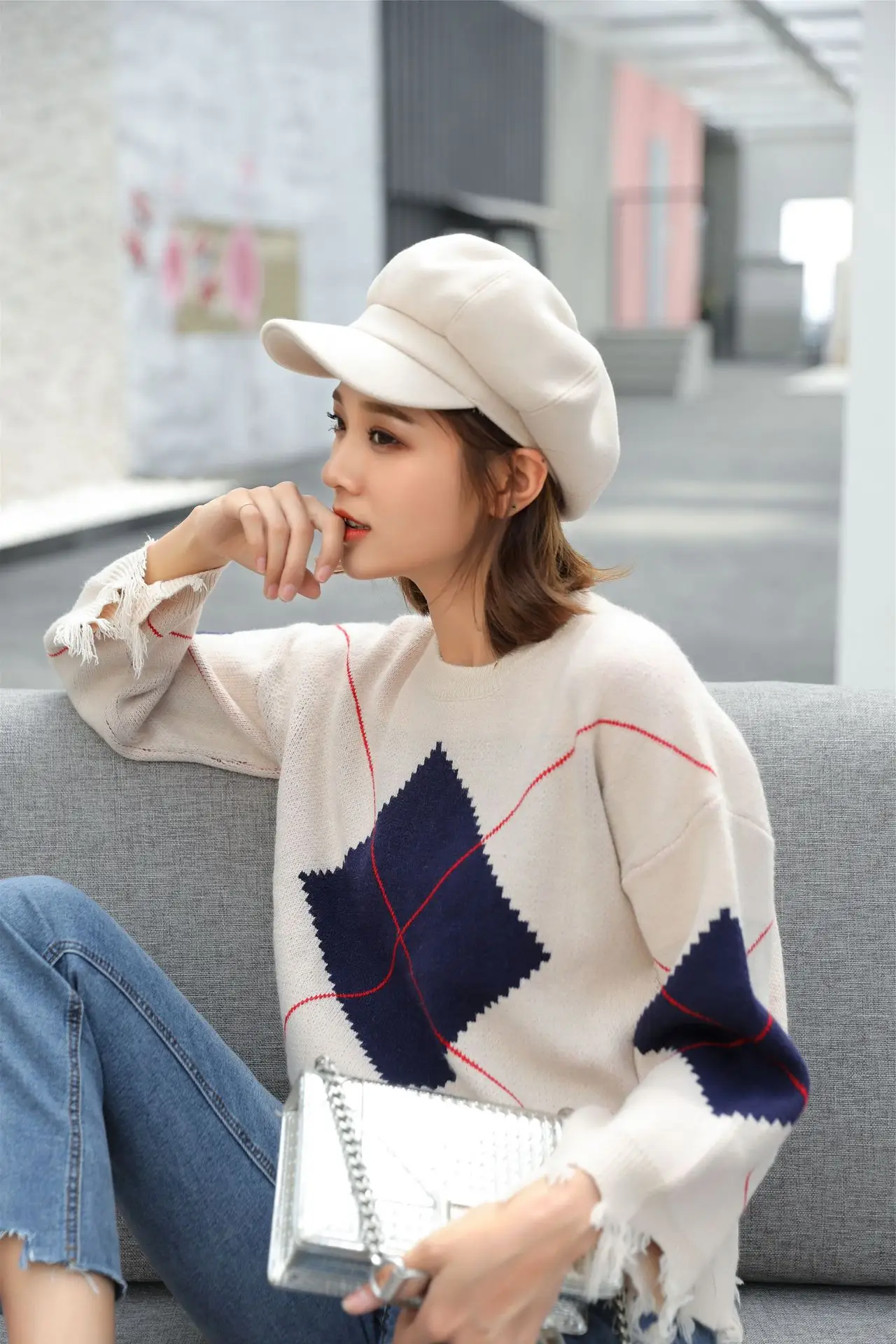 Women's Winter Beret with Duck Tongue Design — feature 24
