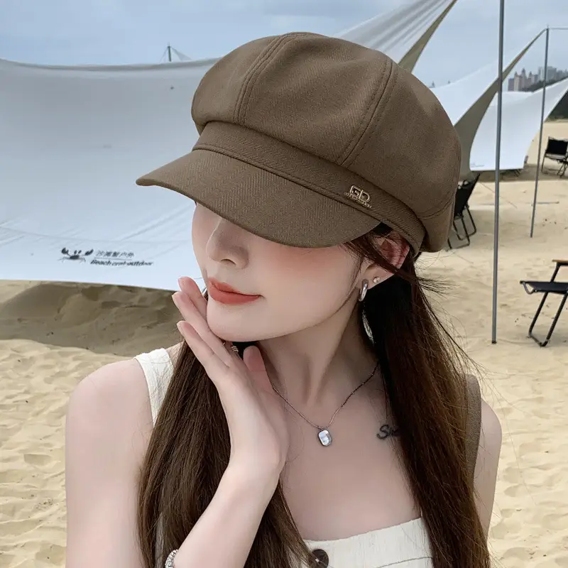 Women Duckbill Hat Brown Spring Autumn Face Slimming