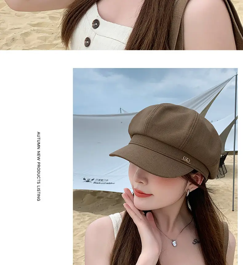 Women Duckbill Hat Brown Spring Autumn Face Slimming — feature 10