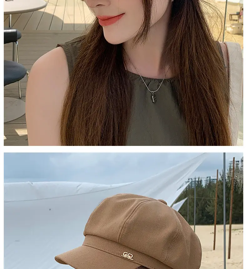 Women Duckbill Hat Brown Spring Autumn Face Slimming — feature 13