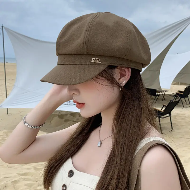 Women Duckbill Hat Brown Spring Autumn Face Slimming