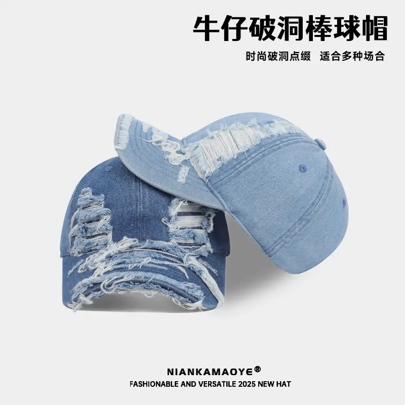 Retro Washed Denim Cap Blue Unisex Sun Hat - Image 5