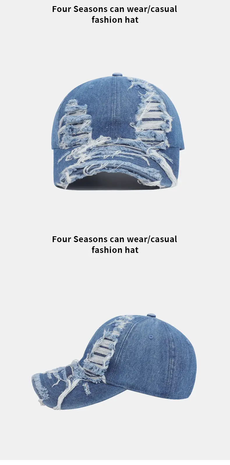 Retro Washed Denim Cap Blue Unisex Sun Hat — feature 11