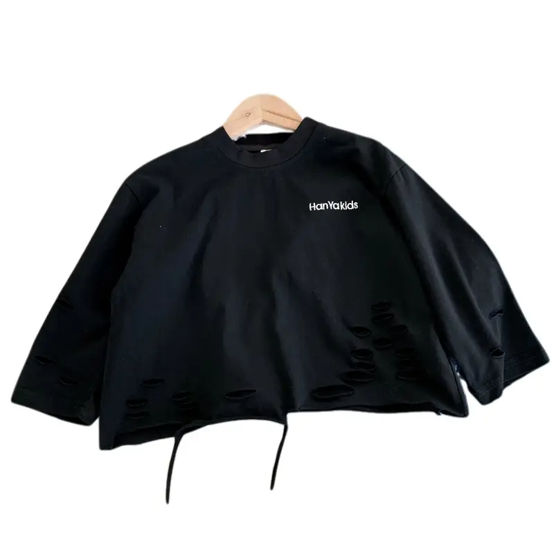 Boys Korean Style Black Long Sleeve T-Shirt - Image 6