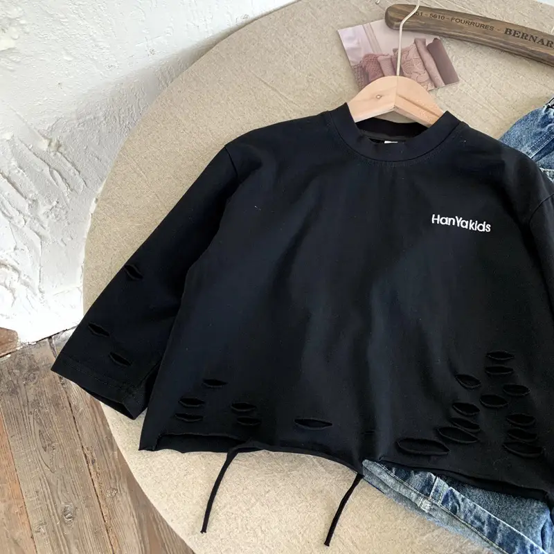 Boys Korean Style Black Long Sleeve T-Shirt — feature 4