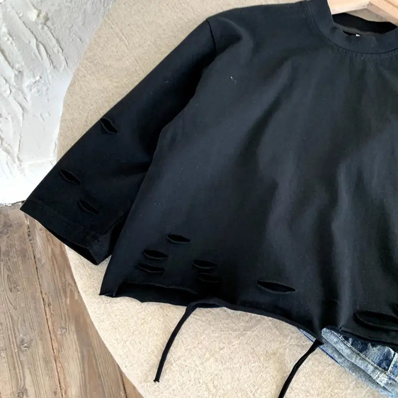 Boys Korean Style Black Long Sleeve T-Shirt — feature 7