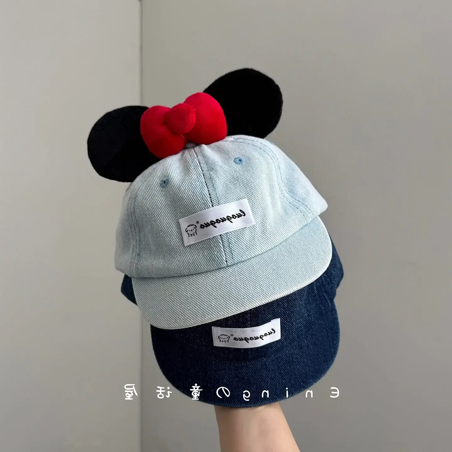 Girls Minnie Mouse Baby Cap with Red Bow - Image 6