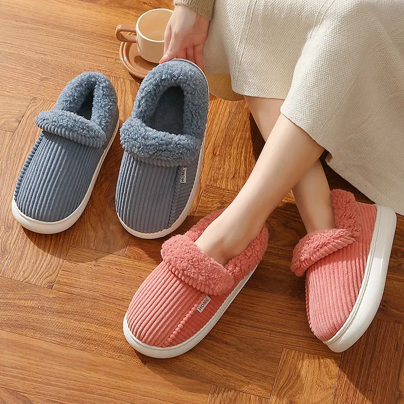 Women's Pink Plush Slippers Large Winter Warm - Image 4