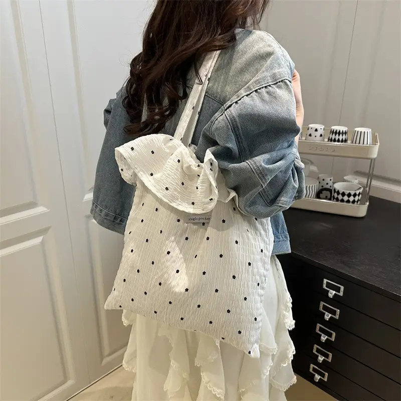2025 Korean Pleated Ruffle Shoulder Bag Women Large Capacity