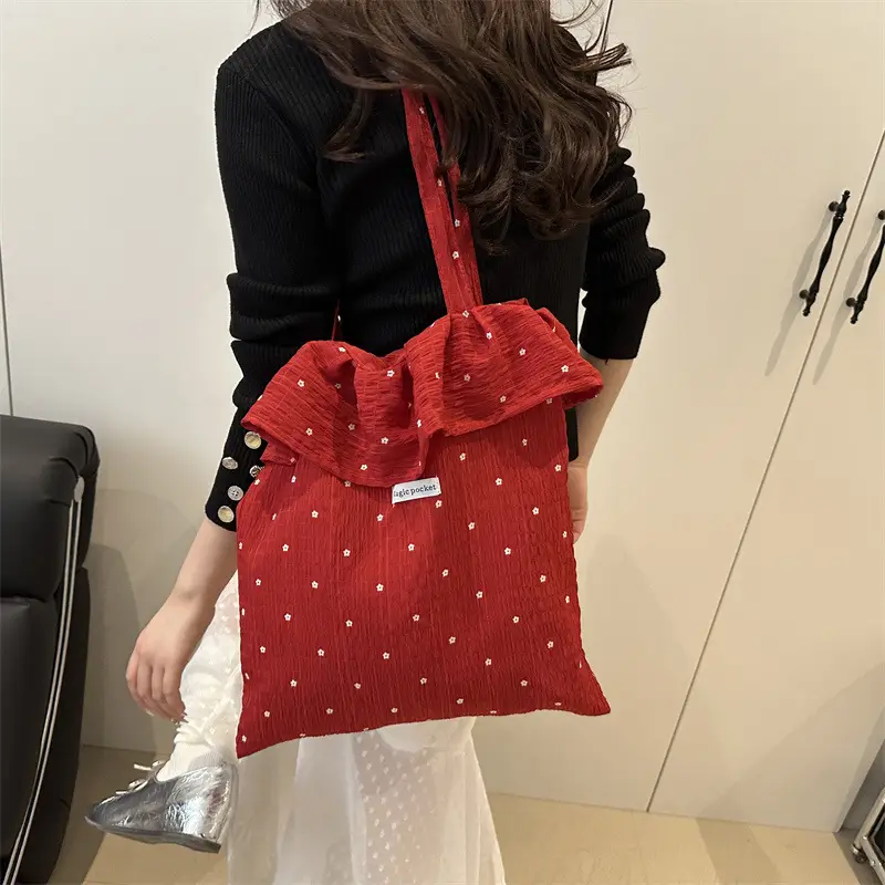 2025 Korean Pleated Ruffle Shoulder Bag Women Large Capacity