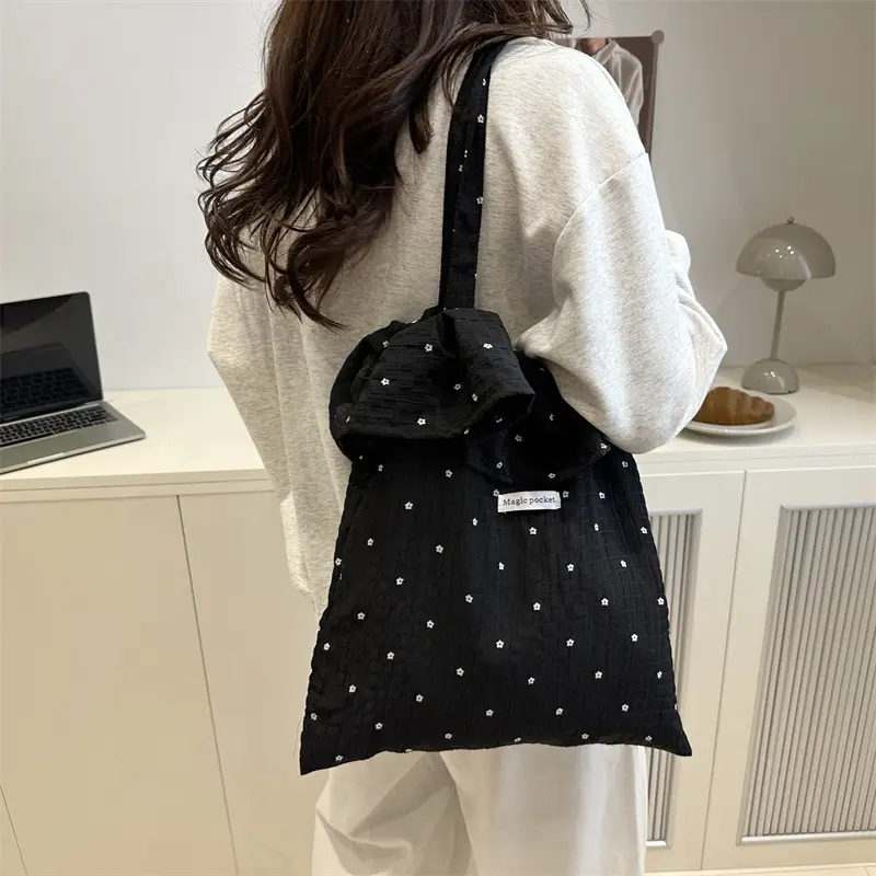 2025 Korean Pleated Ruffle Shoulder Bag Women Large Capacity