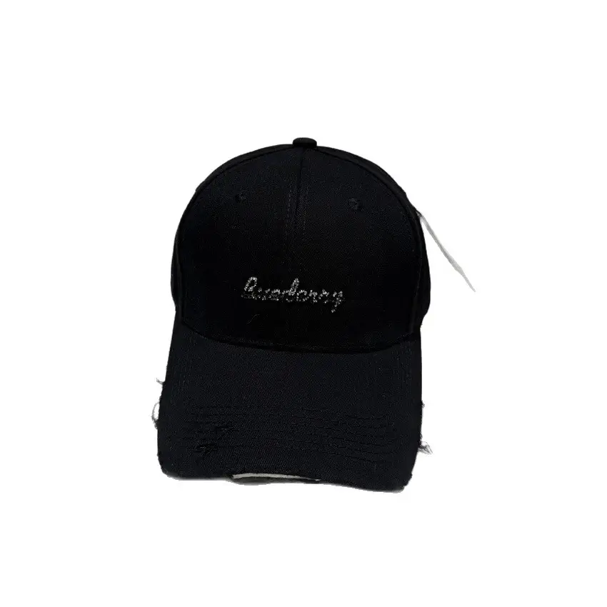 Black Korean Style Rhinestone Cap Women Ripped Bim - Image 10