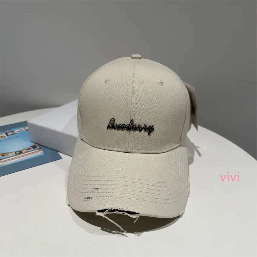 Black Korean Style Rhinestone Cap Women Ripped Bim - Image 2