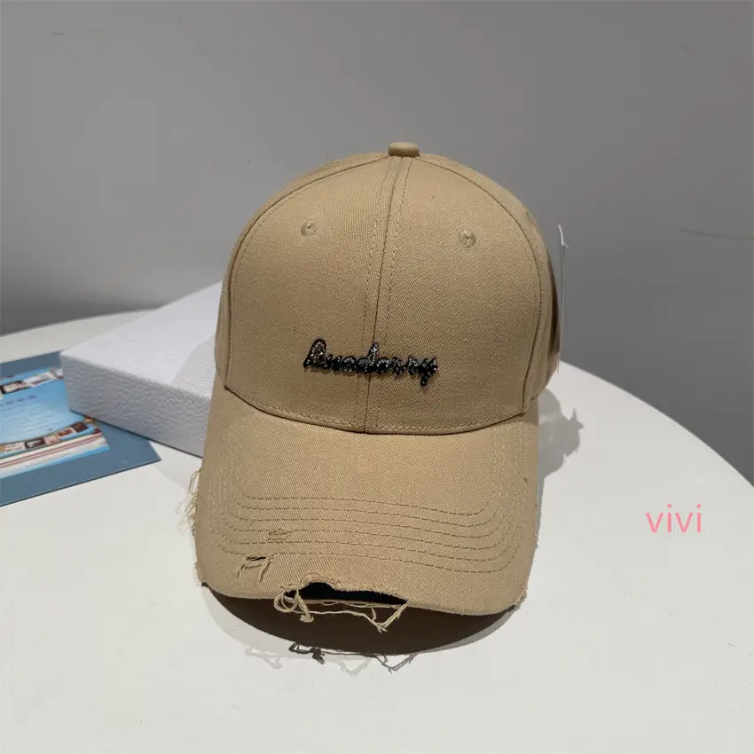 Black Korean Style Rhinestone Cap Women Ripped Bim - Image 3