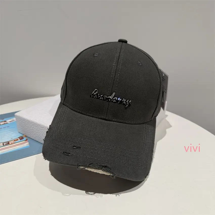 Black Korean Style Rhinestone Cap Women Ripped Bim - Image 7