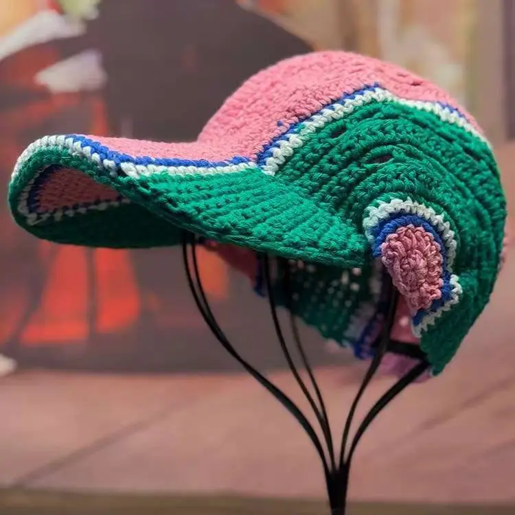 Women's Knitted Baseball Cap with Face-Slimming Design