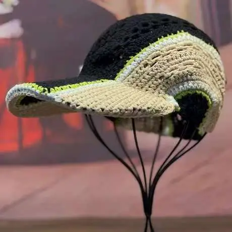 Women's Knitted Baseball Cap with Face-Slimming Design