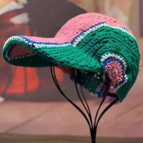 Women's Knitted Baseball Cap with Face-Slimming Design
