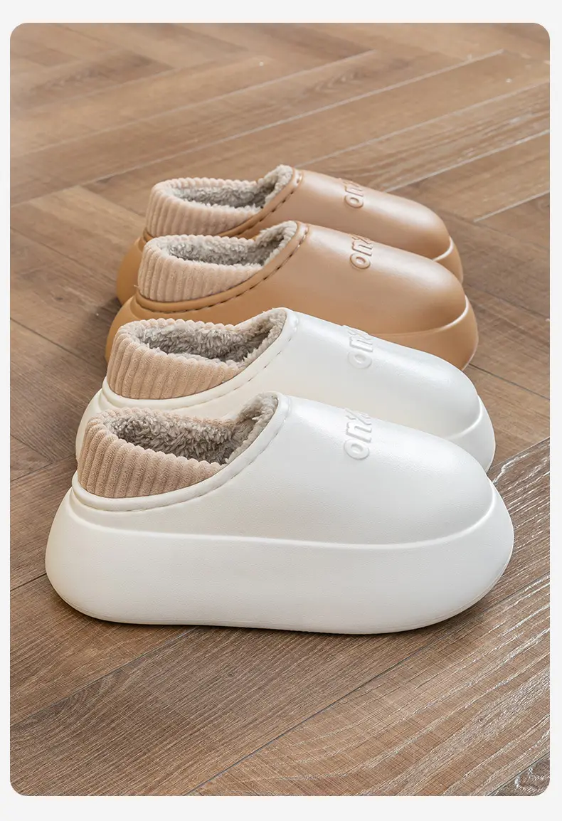 Waterproof Cotton Slippers for Women, Winter Outdoor Wear, Couple Style, 2025 New Model, Indoor Home Plush Warm Closed-Back Cotton Shoes for Men — feature 17