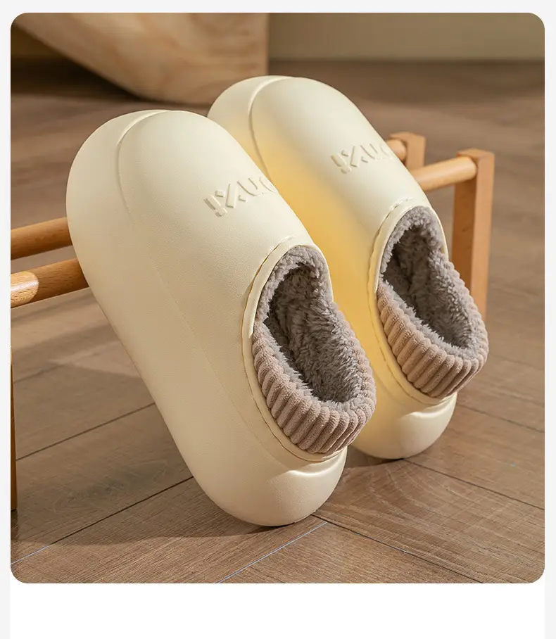 Waterproof Cotton Slippers for Women, Winter Outdoor Wear, Couple Style, 2025 New Model, Indoor Home Plush Warm Closed-Back Cotton Shoes for Men — feature 2