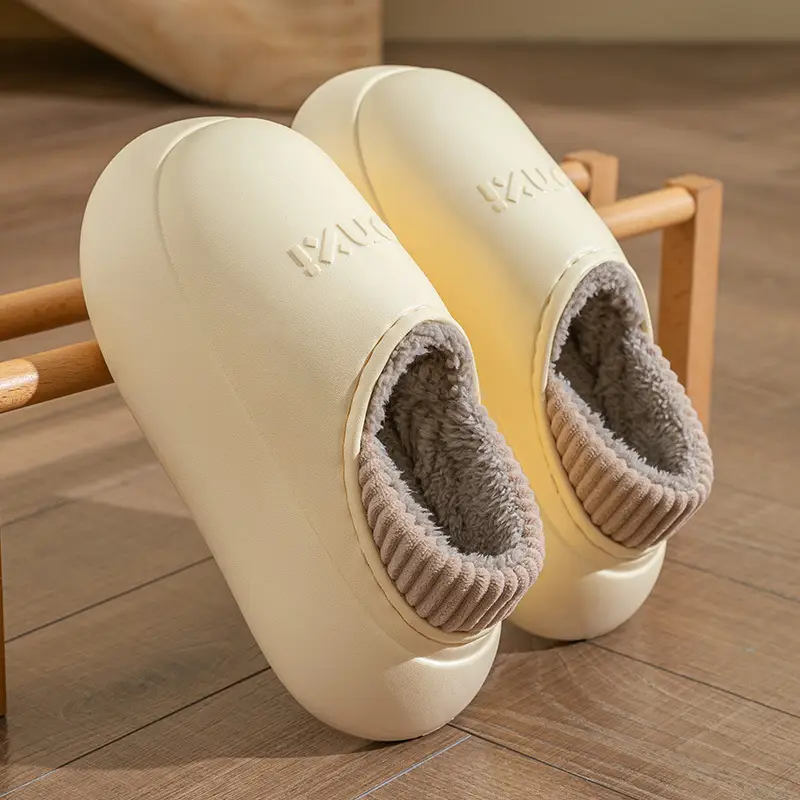 Waterproof Cotton Slippers for Women, Winter Outdoor Wear, Couple Style, 2025 New Model, Indoor Home Plush Warm Closed-Back Cotton Shoes for Men - Image 2