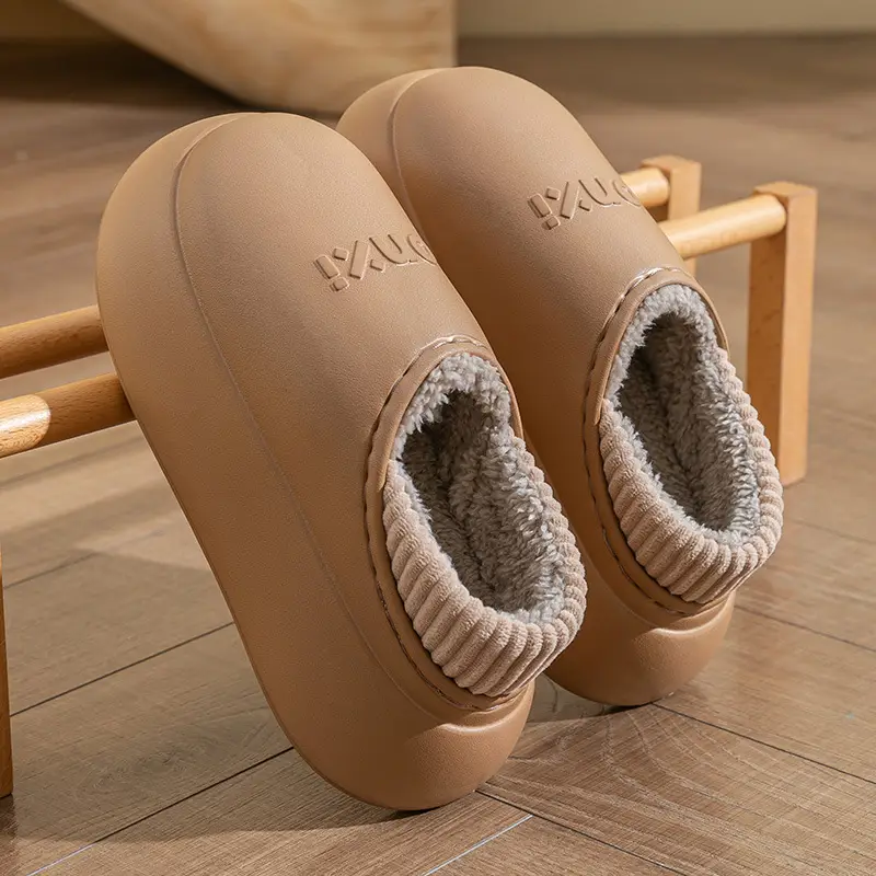 Waterproof Cotton Slippers for Women, Winter Outdoor Wear, Couple Style, 2025 New Model, Indoor Home Plush Warm Closed-Back Cotton Shoes for Men - Image 4
