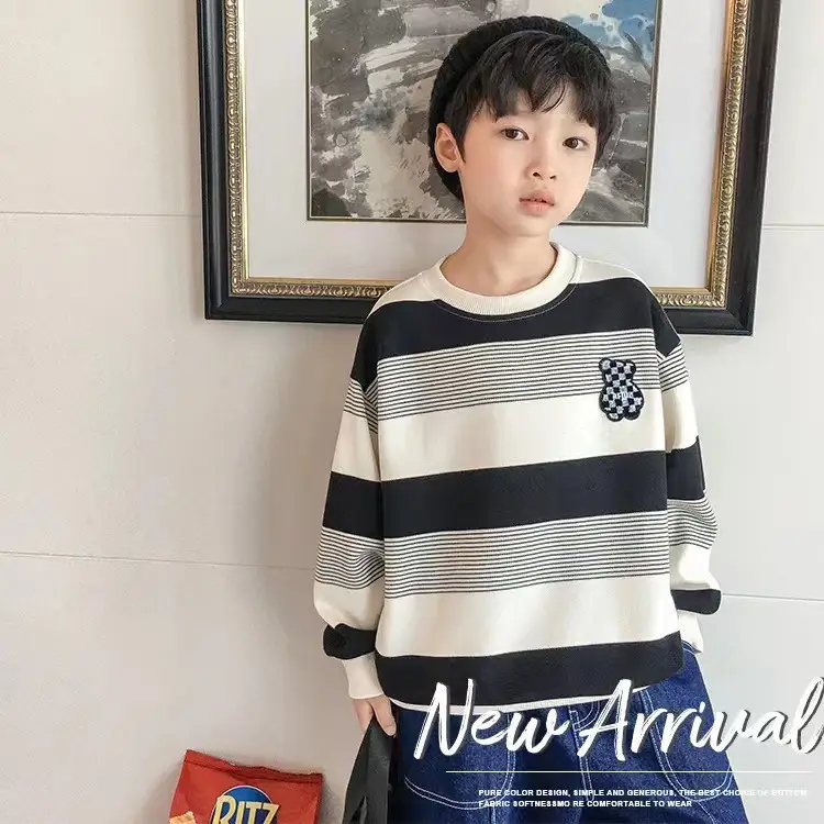 Boys Striped Sweatshirt Set Spring Fall 2025 - Image 3
