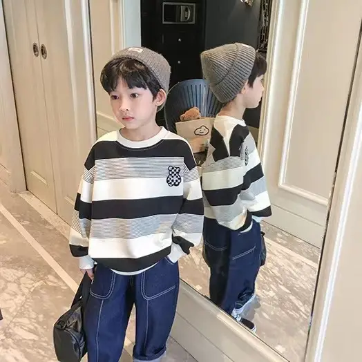 Boys Striped Sweatshirt Set Spring Fall 2025 - Image 4