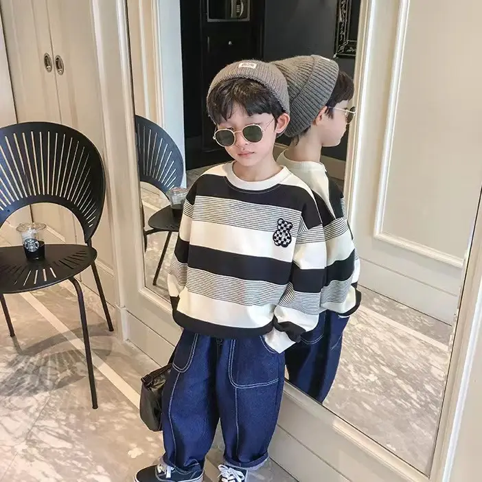 Boys Striped Sweatshirt Set Spring Fall 2025 - Image 5