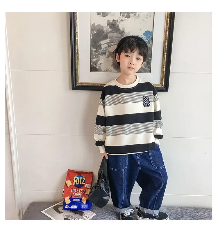Boys Striped Sweatshirt Set Spring Fall 2025 — feature 11