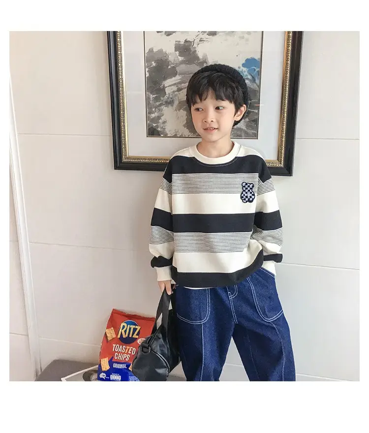 Boys Striped Sweatshirt Set Spring Fall 2025 — feature 14