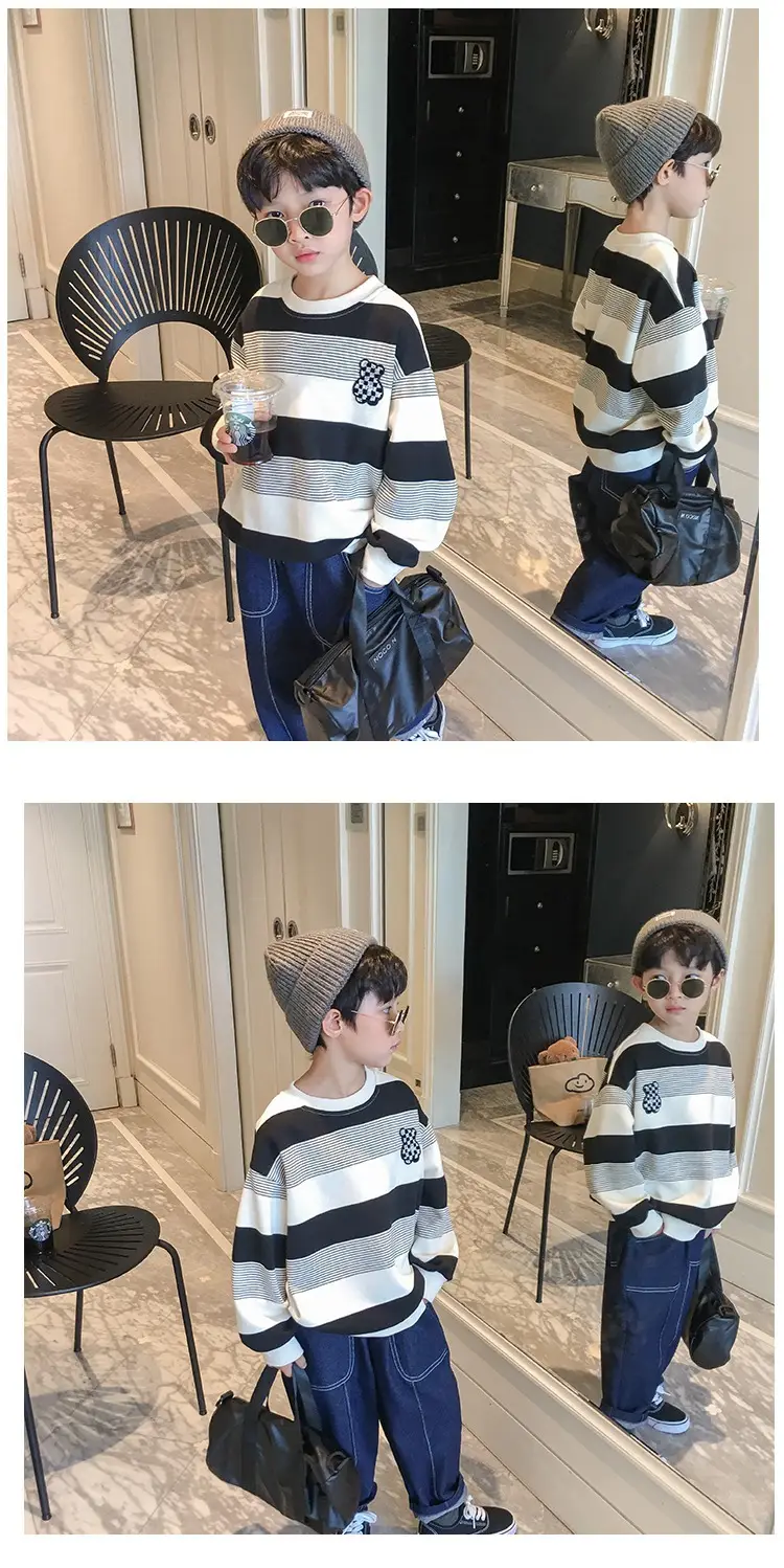 Boys Striped Sweatshirt Set Spring Fall 2025 — feature 3