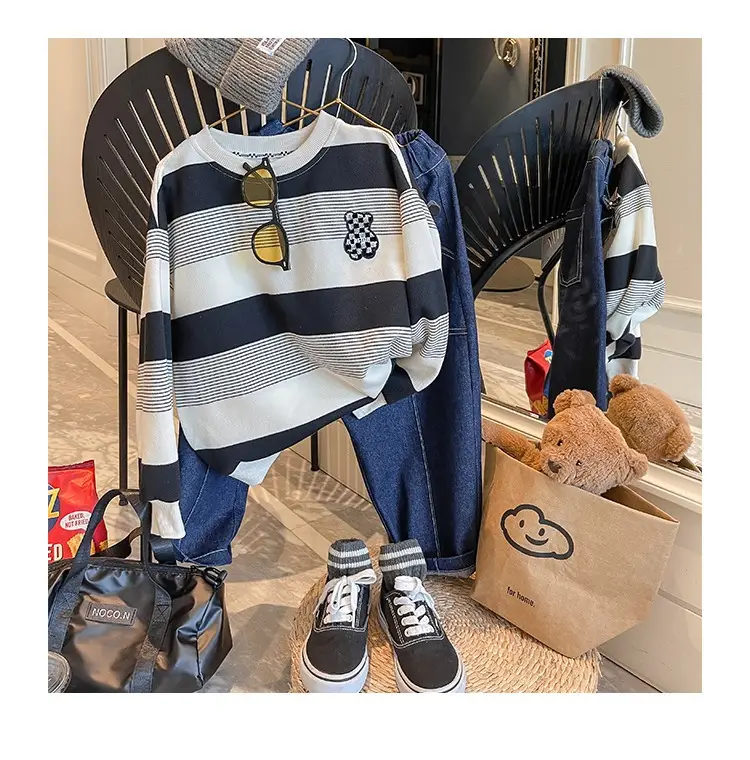 Boys Striped Sweatshirt Set Spring Fall 2025 — feature 6