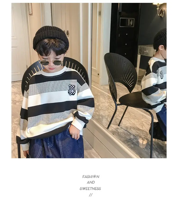 Boys Striped Sweatshirt Set Spring Fall 2025 — feature 7